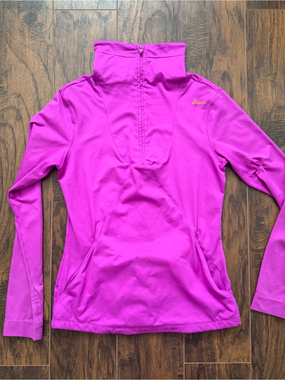 Asics Hot Pink Athletic 1/4 Zip Long Sleeve Mock Neck Pullover Size Small